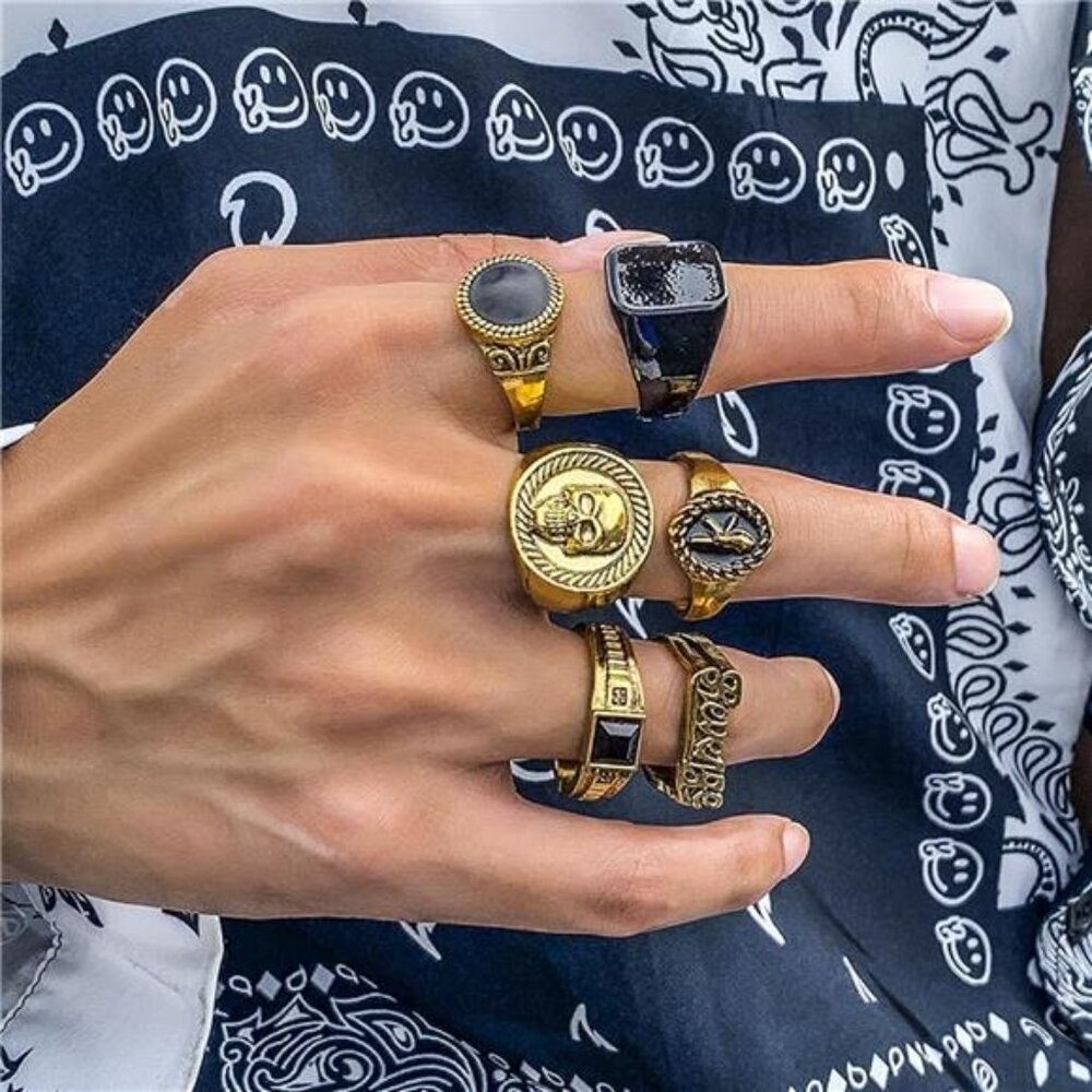 6Pcs Gold Knuckle Stackable Finger Rings Set Retro Rings - Picture 3 of 8